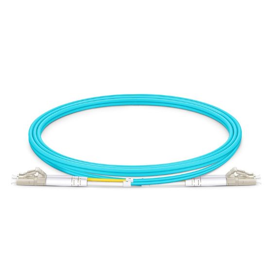 Picture of 1m (3ft) LC UPC to LC UPC Duplex OM4 Multimode PVC (OFNR) 2.0mm Fiber Optic Patch Cable (regular boot)