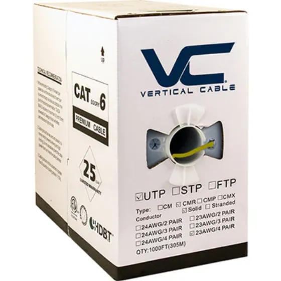 Picture of Vertical Cable 060-494YL Unshielded Riser Rated Cat6 550-MHz 8-Conductor 4-Pair 23-gauge UTP Solid