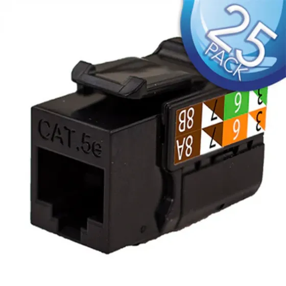 Picture of Vertical Cable 351-V2602BK-25 RJ45/Cat5e 8x8 Data Grade Keystone Insert - 25-pack - Black