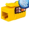 Picture of Vertical Cable 352-V2711YL25 RJ45 / CAT6 8x8 Data Grade Keystone U-Jack Insert - 25-pack - Yellow
