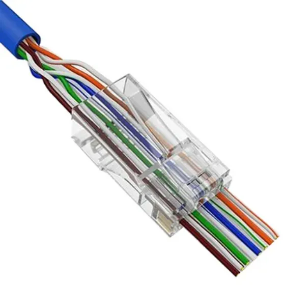 Picture of Vertical Cable 012-023-EZF100 Cat6 RJ45 Feed-Through Modular Plug - 100-pack - Clear